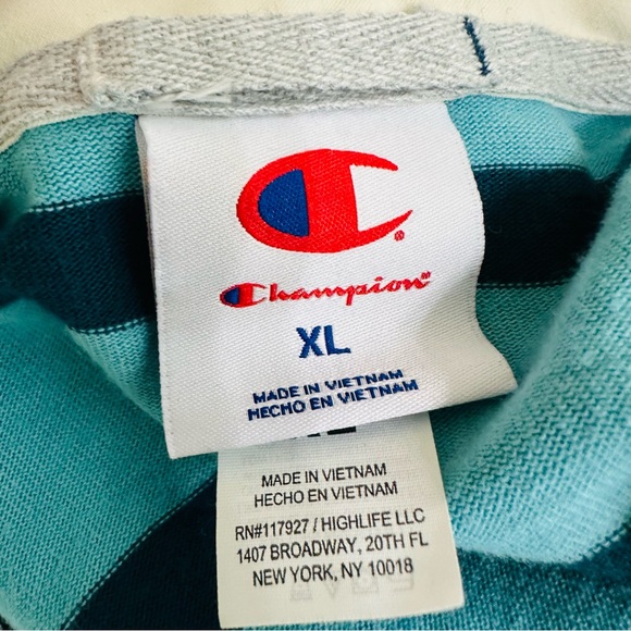 Champion Striped Long Sleeve Rugby Shirt Collared Size XL - Picture 6 of 7